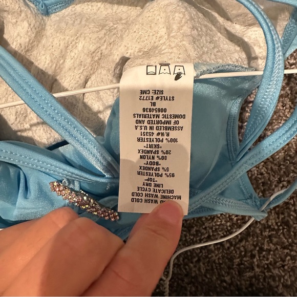 Girls Blue Sparkle Dance Costume - Picture 3 of 4